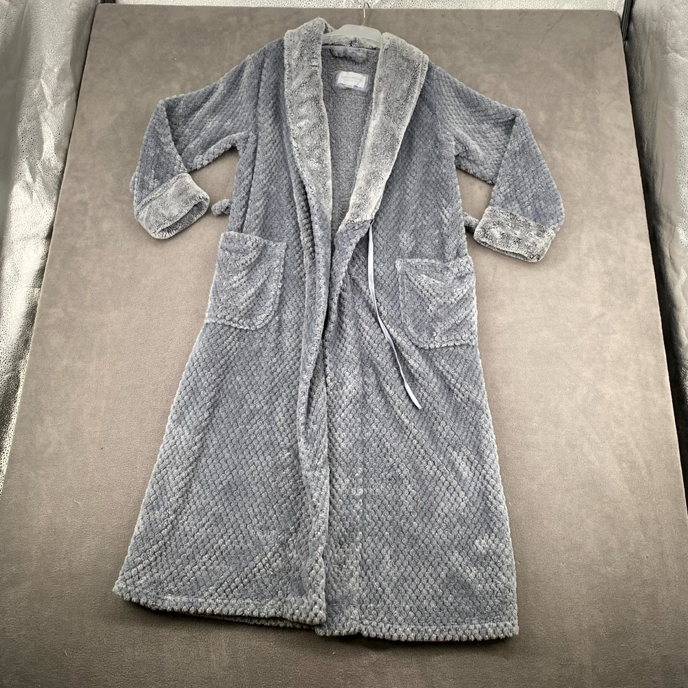 Carole‎ Hochman Plush Wrap Robe Womens Small Gray Shawl Collar Comfort Sleepwear
